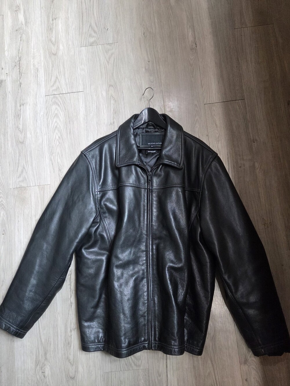 Wilsons Leather Black Men's Zip-Front Bomber Jacket